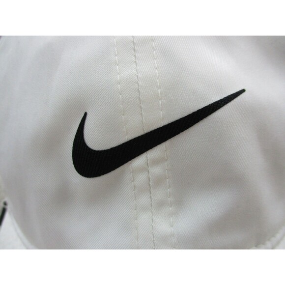 Nike Hat Cap Strap Back White Black Swoosh Lightweight Drifit Golf Golfer Mens * - Picture 3 of 12